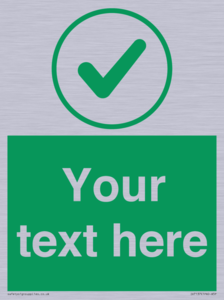 Custom green background, green tick in circle sign